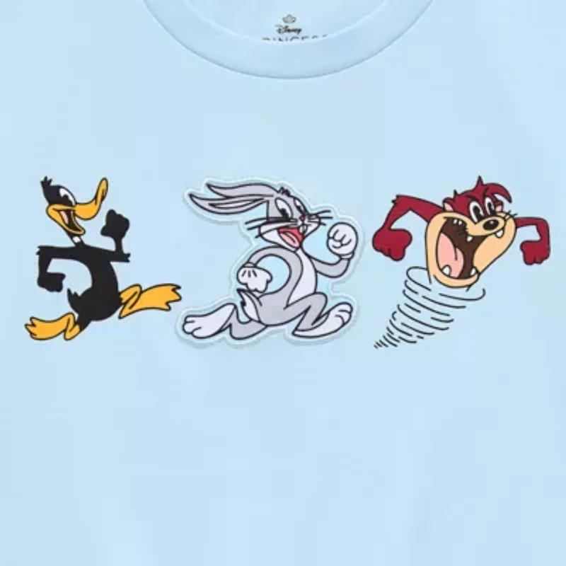 Looney Toons Baby Tee Womens Juniors Crew Neck Short Sleeve Fitted Tunes Graphic T-Shirt