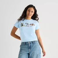 Looney Toons Baby Tee Womens Juniors Crew Neck Short Sleeve Fitted Tunes Graphic T-Shirt