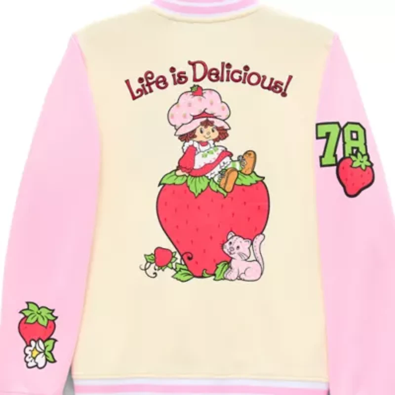 Womens Juniors Strawberry Shortcake Bomber Jacket