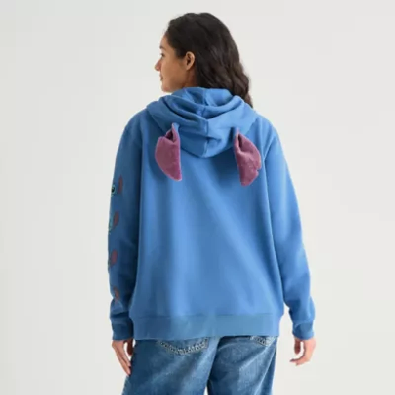 Stitch Cosplay Full Zip Womens Juniors Long Sleeve Embroidered Zipper Hoodie