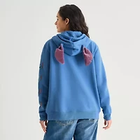 Stitch Cosplay Full Zip Womens Juniors Long Sleeve Embroidered Zipper Hoodie