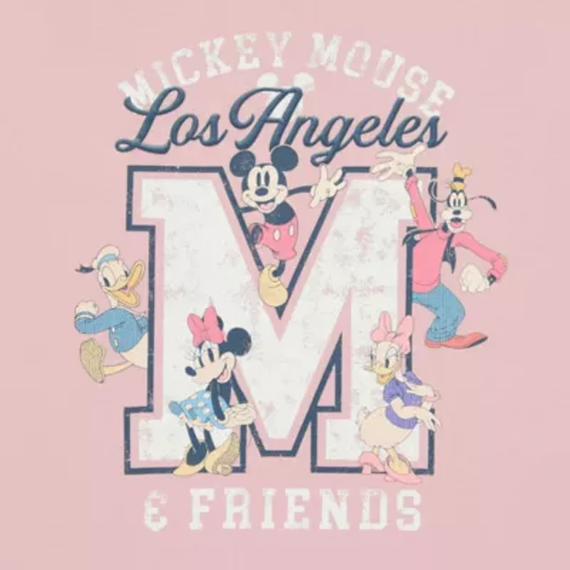 Womens Juniors Crew Neck Short Sleeve Oversized Mickey Mouse Graphic T-Shirt