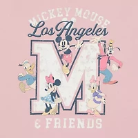 Womens Juniors Crew Neck Short Sleeve Oversized Mickey Mouse Graphic T-Shirt