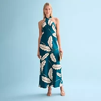 Worthington Womens Halter Neck Sleeveless Maxi Dress