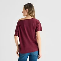Arizona Womens Juniors Crew Neck Short Sleeve Regular Fit Graphic T-Shirt