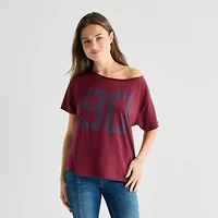 Arizona Womens Juniors Crew Neck Short Sleeve Regular Fit Graphic T-Shirt