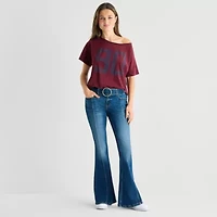 Arizona Womens Juniors Crew Neck Short Sleeve Regular Fit Graphic T-Shirt
