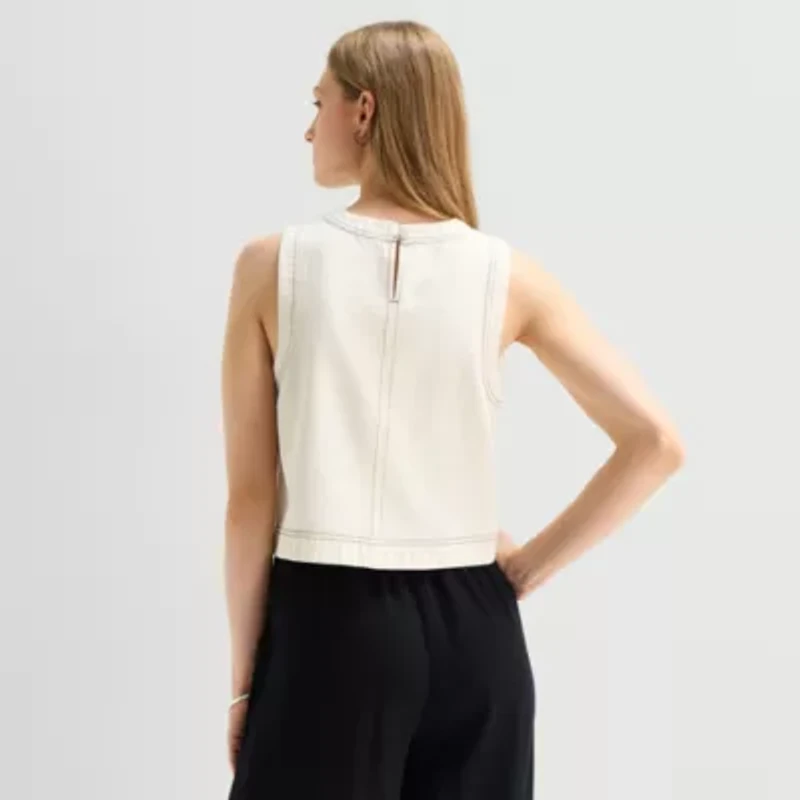 a.n.a Womens Crew Neck Sleeveless Shell