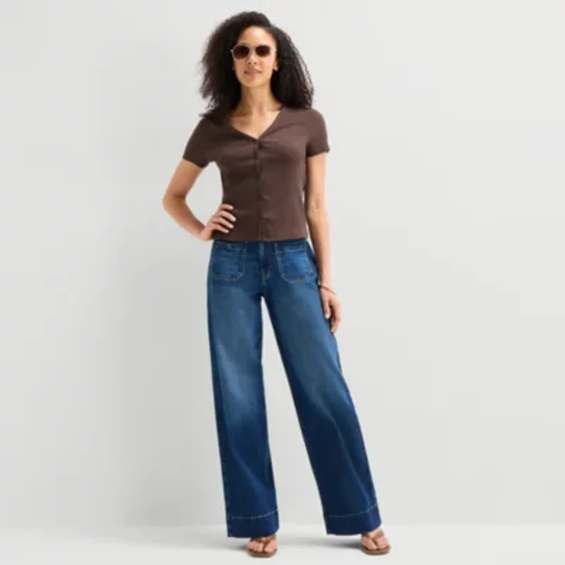 a.n.a Womens V Neck Short Sleeve Button Cardigan