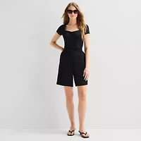 a.n.a Pointelle Womens Sweetheart Neck Short Sleeve T-Shirt