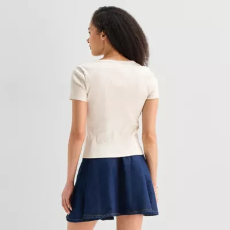 a.n.a Womens V Neck Short Sleeve Button Cardigan
