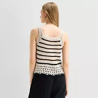 a.n.a Womens Square Neck Sleeveless Striped Pullover Sweater