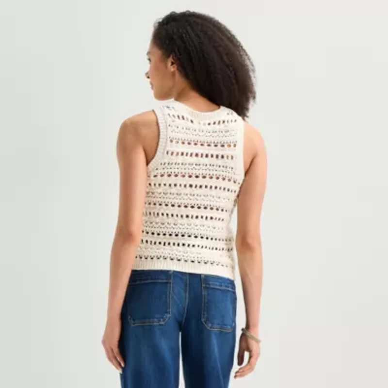 a.n.a Womens Crew Neck Sleeveless Pullover Sweater