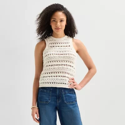 a.n.a Womens Crew Neck Sleeveless Pullover Sweater