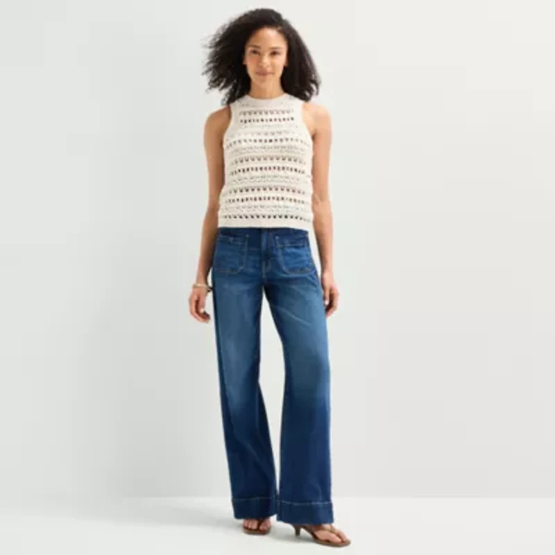 a.n.a Womens Crew Neck Sleeveless Pullover Sweater