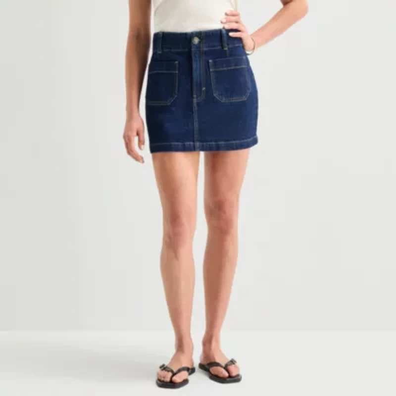 a.n.a Patch Pocket Womens Highest Rise Mini Denim Skirt
