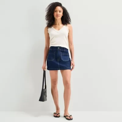 a.n.a Patch Pocket Womens Highest Rise Mini Denim Skirt