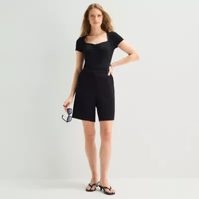 a.n.a Womens Mid Rise Pleated Short