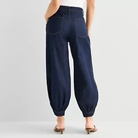 a.n.a Womens High Rise Denim Pleated Balloon Trouser