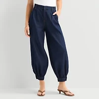 a.n.a Womens High Rise Denim Pleated Balloon Trouser