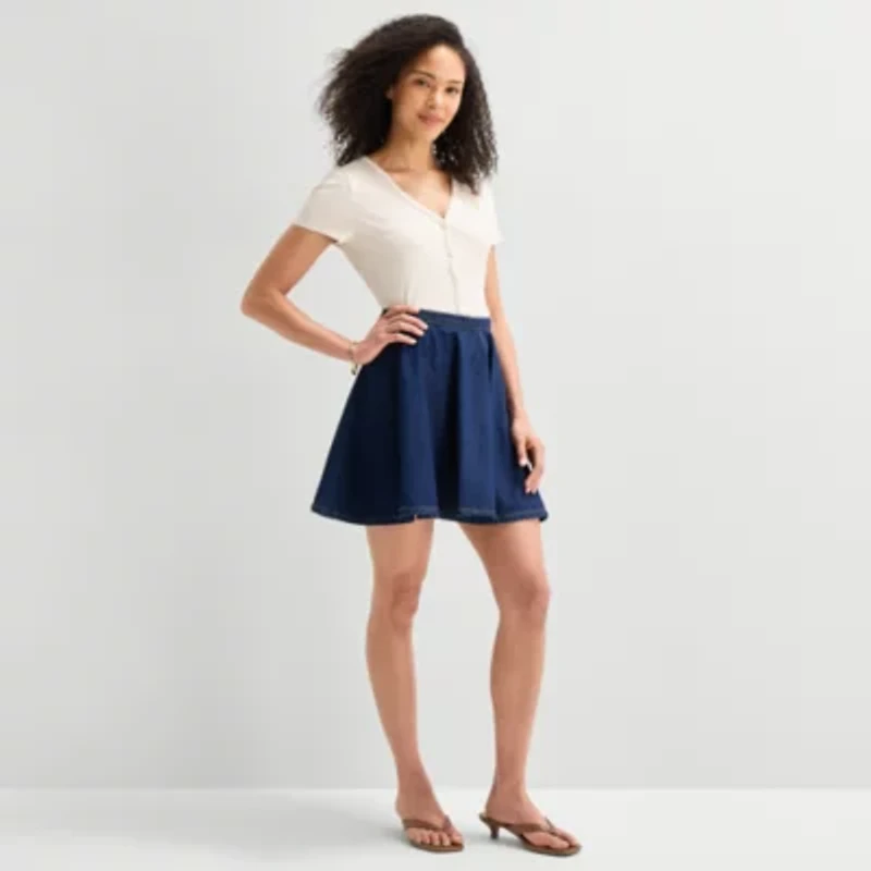 a.n.a Womens Mid Rise Denim Skirt