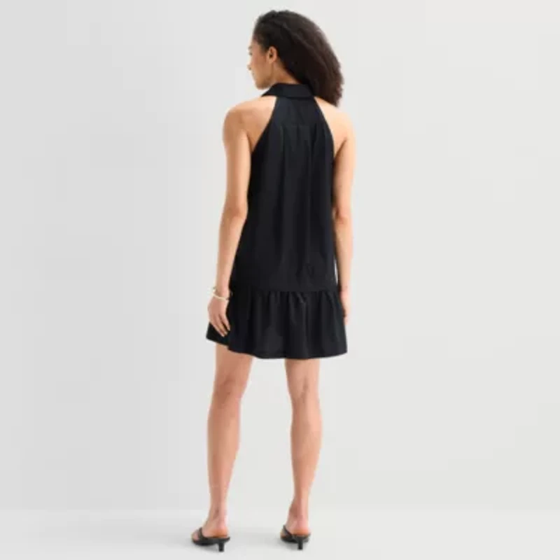 a.n.a Womens Sleeveless Striped A-Line Dress