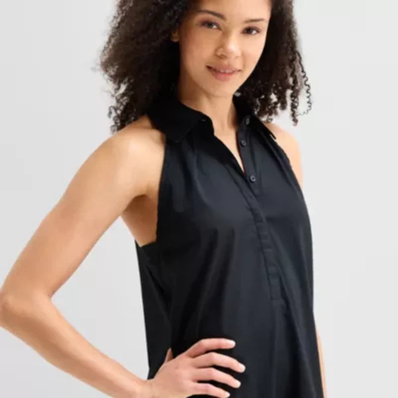 a.n.a Womens Sleeveless Striped A-Line Dress