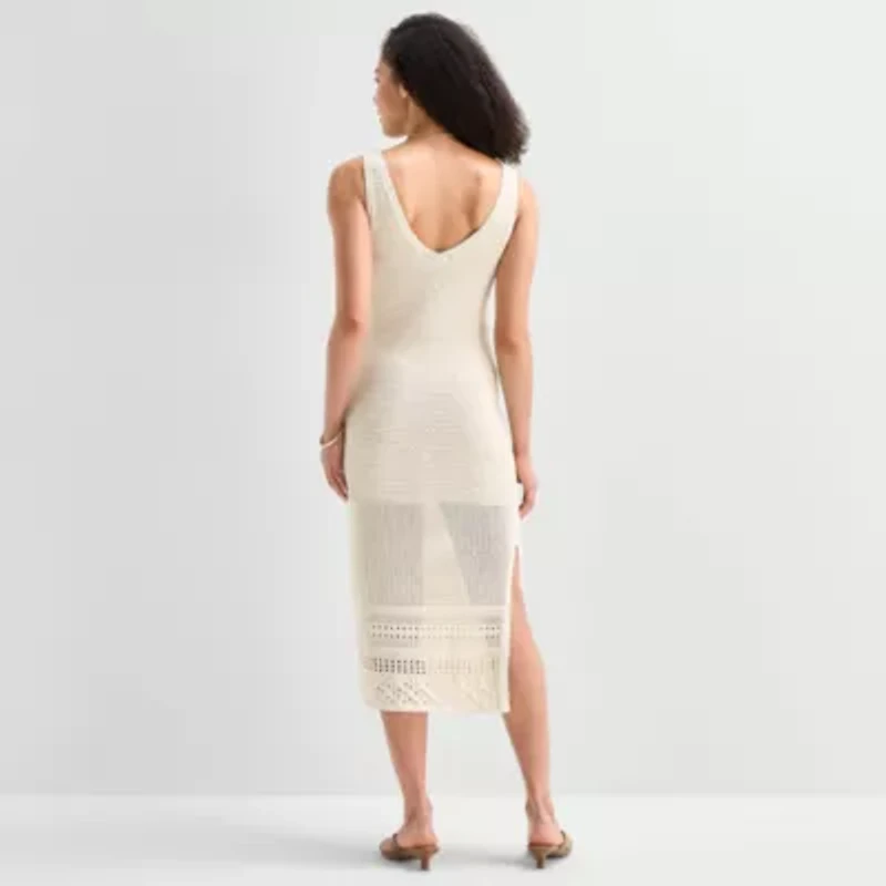 a.n.a Womens Midi V Neck Sleeveless Maxi Dress
