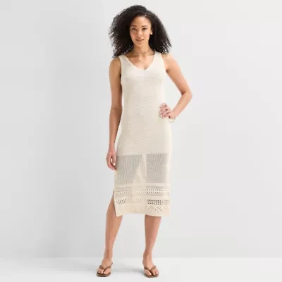 a.n.a Womens Midi V Neck Sleeveless Maxi Dress
