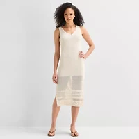 a.n.a Womens Midi V Neck Sleeveless Maxi Dress