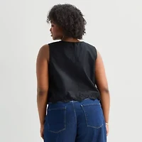 a.n.a Womens Plus Round Neck Sleeveless Blouse