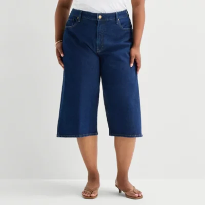a.n.a Womens Plus Denim Culotte Jean