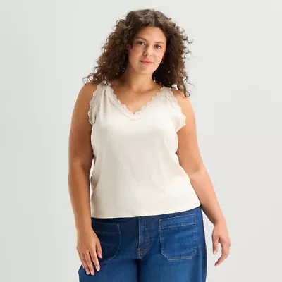 a.n.a Womens Plus V Neck Sleeveless Tank Top