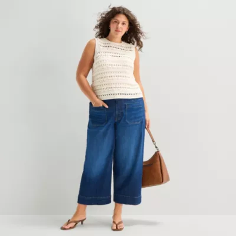 a.n.a Plus Womens Crew Neck Sleeveless Pullover Sweater