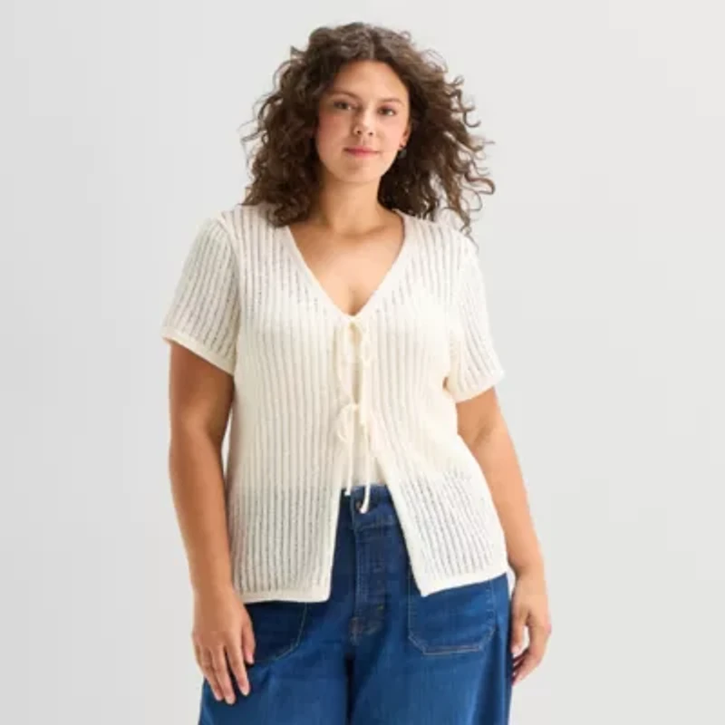 a.n.a Womens V Neck Tie Plus Sweater Vest