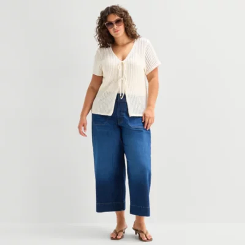 a.n.a Womens V Neck Tie Plus Sweater Vest