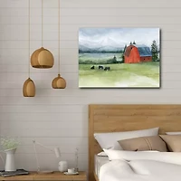 Courtside Market Red Barn In Prairie Canvas Art