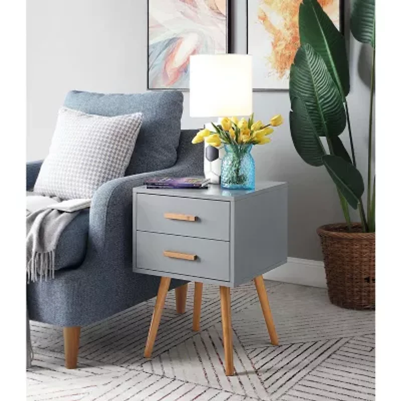 Convenience Concepts Oslo Living Room Collection Storage 2-Drawer End Table