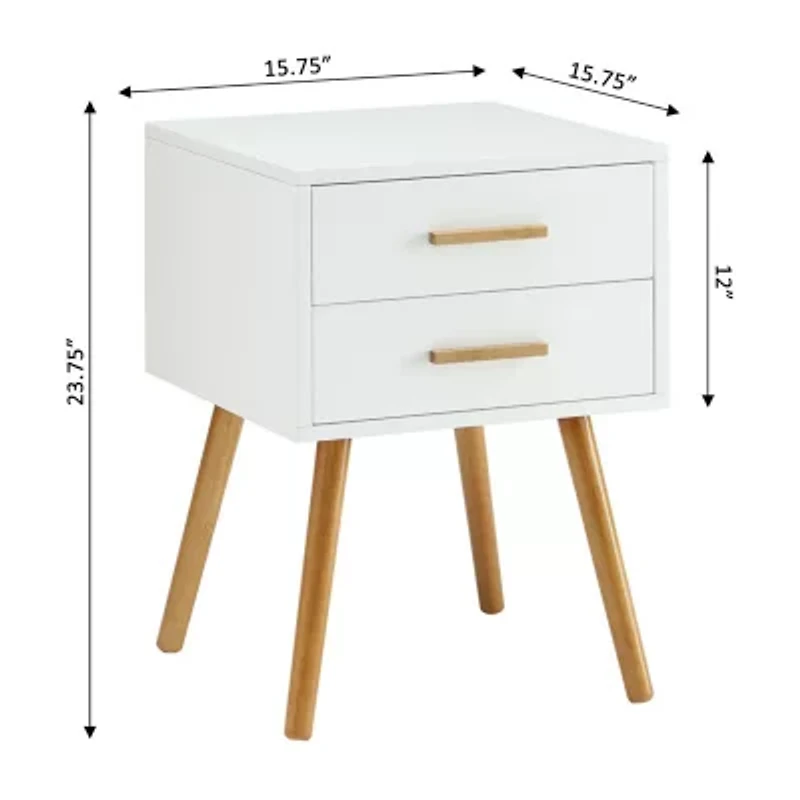 Convenience Concepts Oslo Living Room Collection Storage 2-Drawer End Table