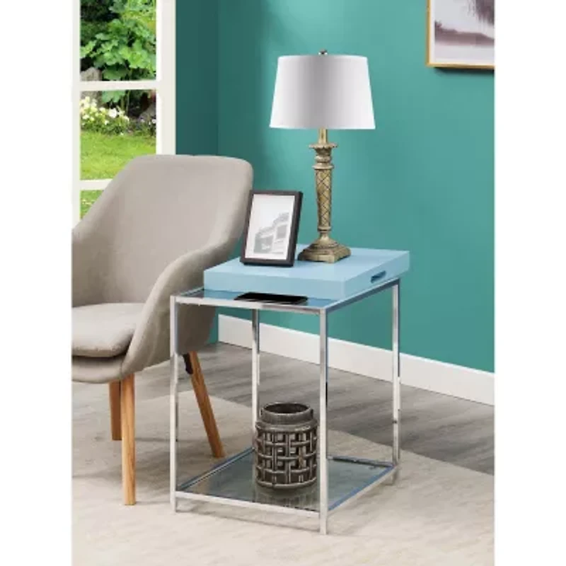 Palm Beach Living Room Collection Storage Glass Console Table