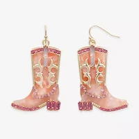 Bijoux Bar Gold Tone Boot Womens Glass Drop Earrings