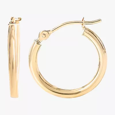 Girls 14K Gold 15mm Round Hoop Earrings