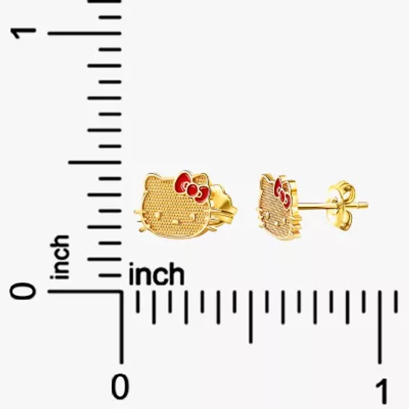 14K Gold 6mm Hello Kitty Stud Earrings