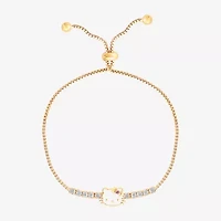 Girls Cubic Zirconia 14K Gold Over Silver Hello Kitty Bolo Bracelet