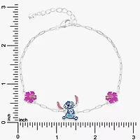 Disney Collection Girls Sterling Silver Flower Lilo & Stitch Bolo Bracelet