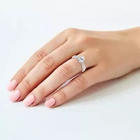 Womens 1 CT. T.W. Lab Created White Moissanite Sterling Silver Oval Engagement Ring