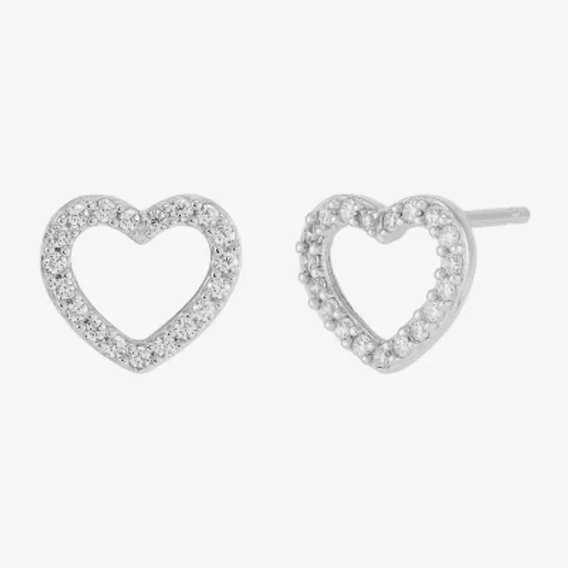 Diamonart Womens Cubic Zirconia Sterling Silver Heart 3 Pair Earring Set