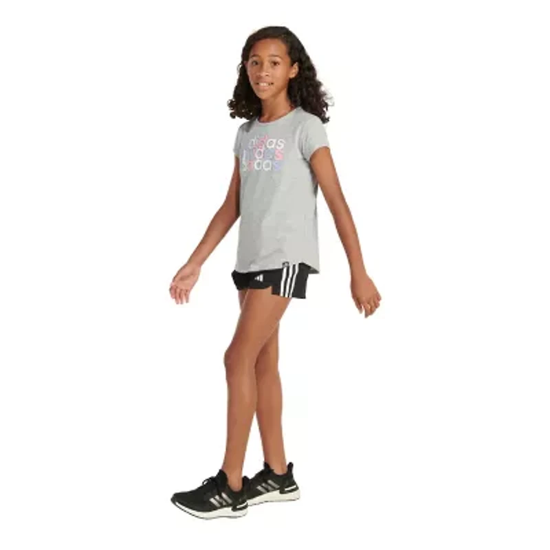 adidas Big Kid Girls Scoop Neck Short Sleeve Regular Fit Graphic T-Shirt