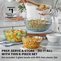 Pyrex Sculpted Tinted 6-pc. Glass Mixing Bowl Set