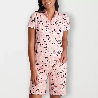 Stella Parker Womens Short Sleeve Golf Quarter-Zip Pullover